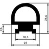 Profil pour la protection des mains EPDM 25x26.6mm noir